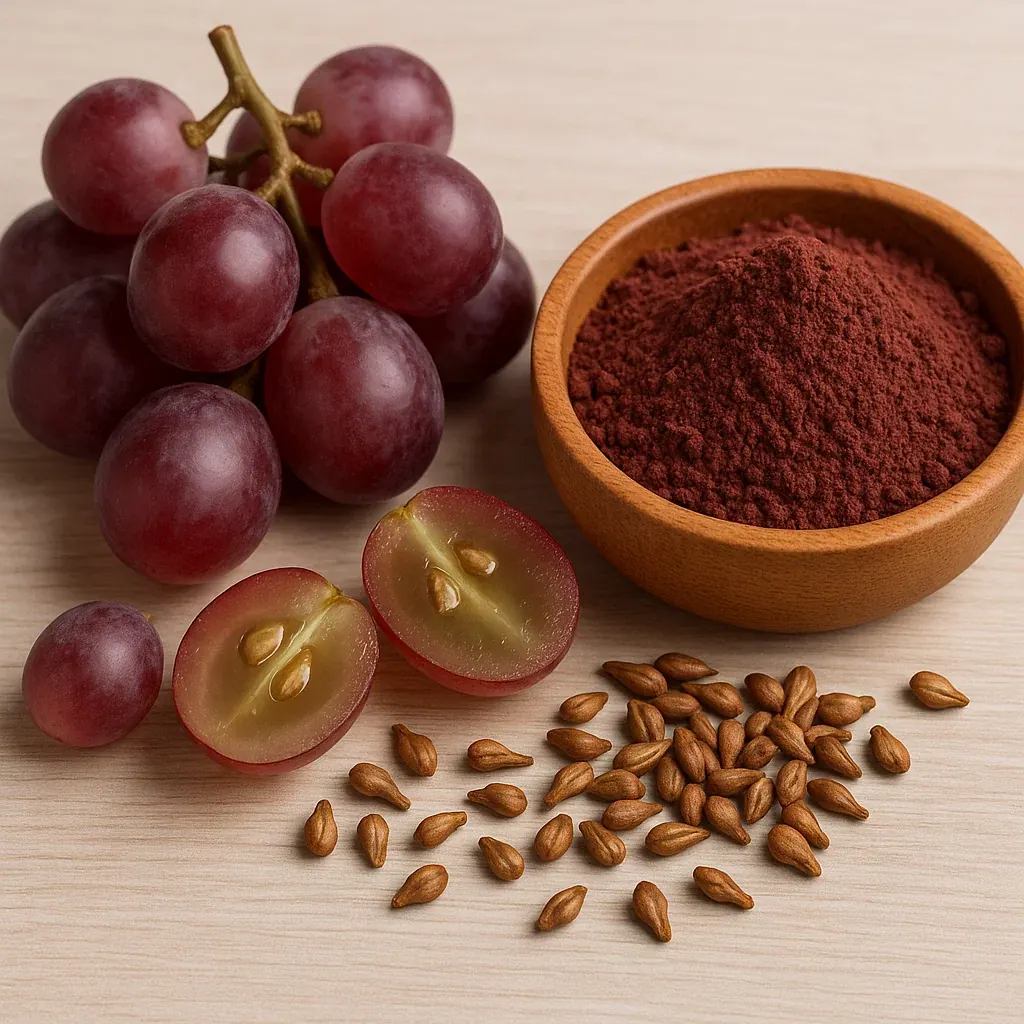 Grapes, seeds and grape seed extract powder