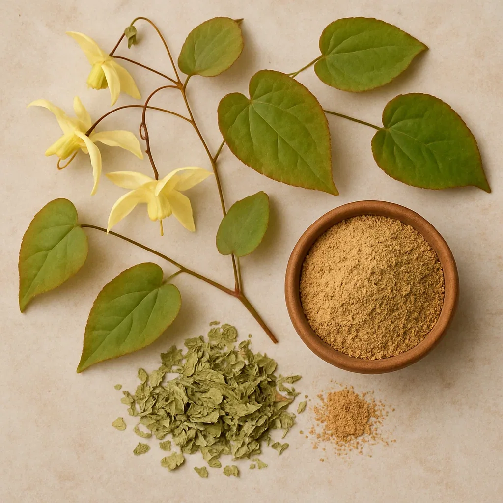 Horny goat weed (Epimedium) flowers and leaves