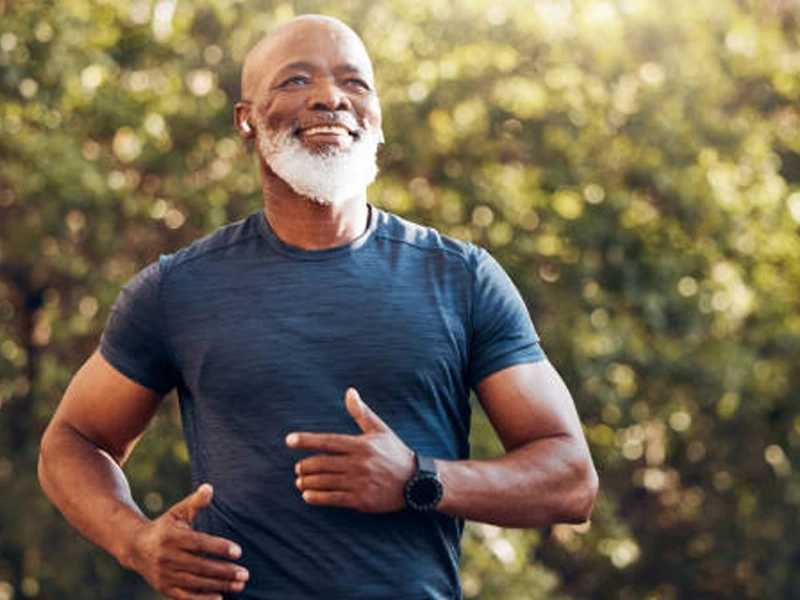 An active man enjoying the outdoors with energy to spare