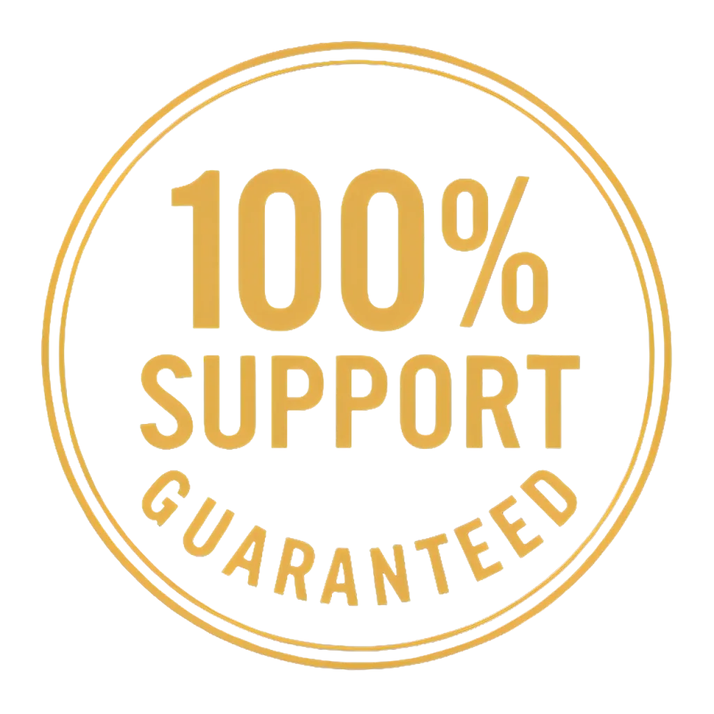 The JellyBlue guarantee seal, which reads 100% support guaranteed