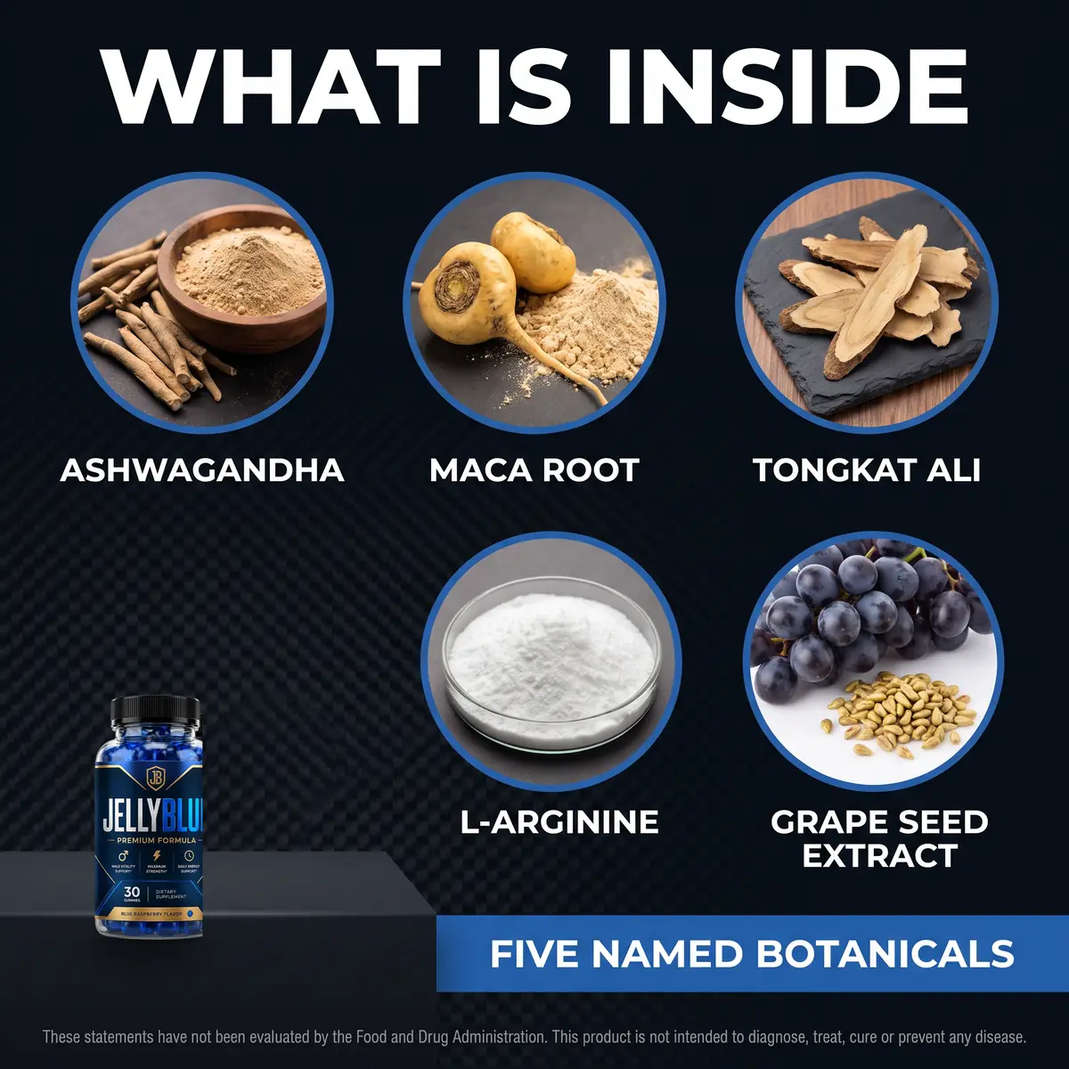 The seller's WHAT IS INSIDE JellyBlue graphic
